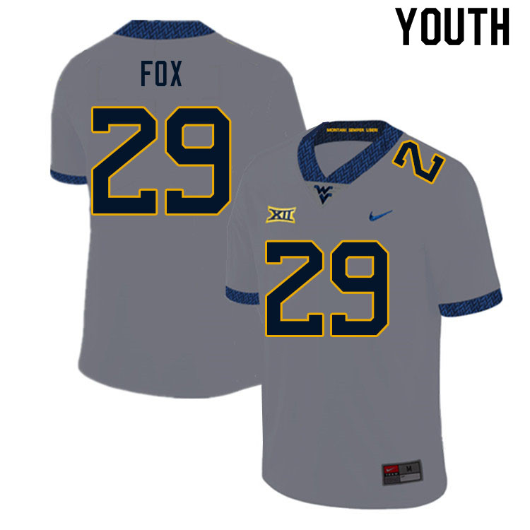NCAA Youth Preston Fox West Virginia Mountaineers Gray #29 Nike Stitched Football College Authentic Jersey HZ23R81UV